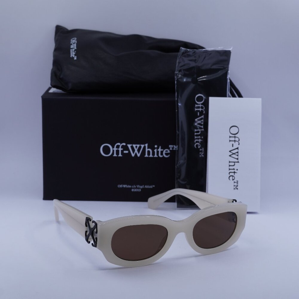 Off-White OERI14E PALMER 6164 Oval Sunglasses – Beige/Brown